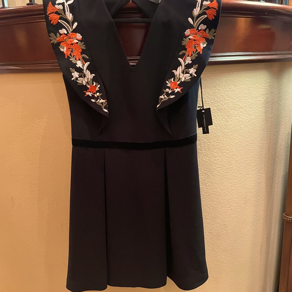 Black cocktail embroidered dress